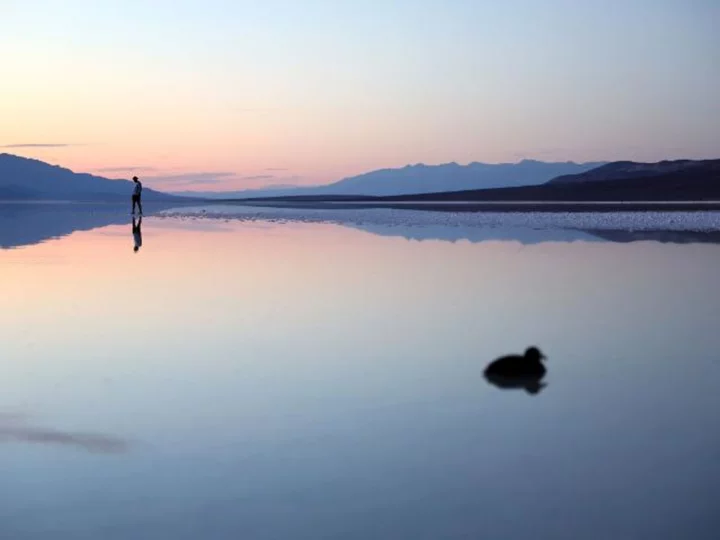 The driest place in North America has sprung to life with lakes and flowers after Hurricane Hilary