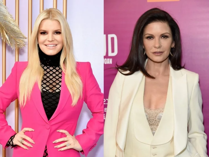 Jessica Simpson reacts to Catherine Zeta-Jones wearing dress she wore 17 years ago